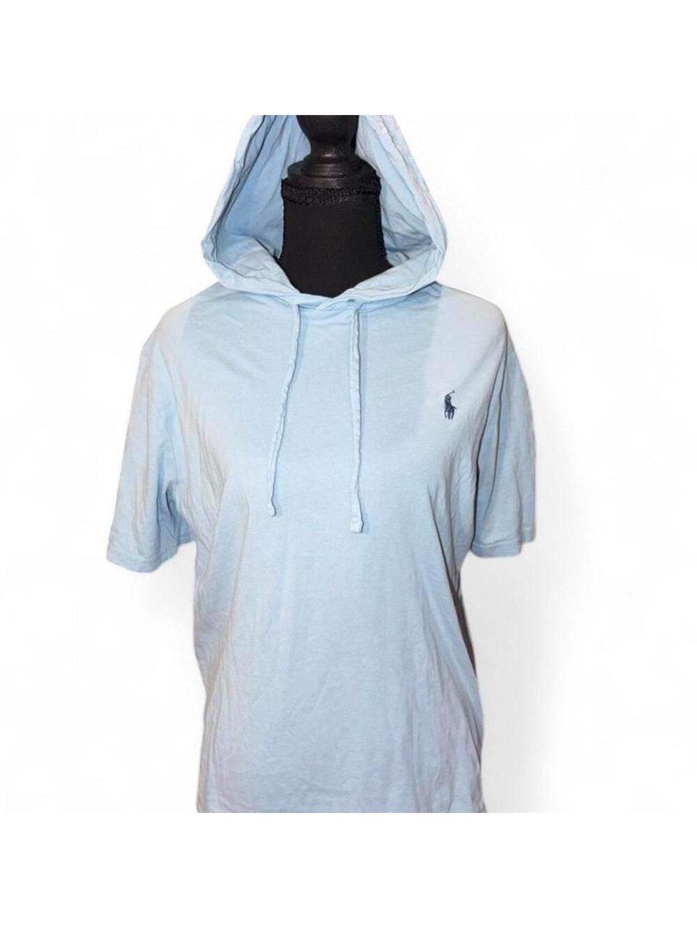 Polo Ralph Lauren Light Ice Blue Short Sleeve Hooded T-Shirt Top size M